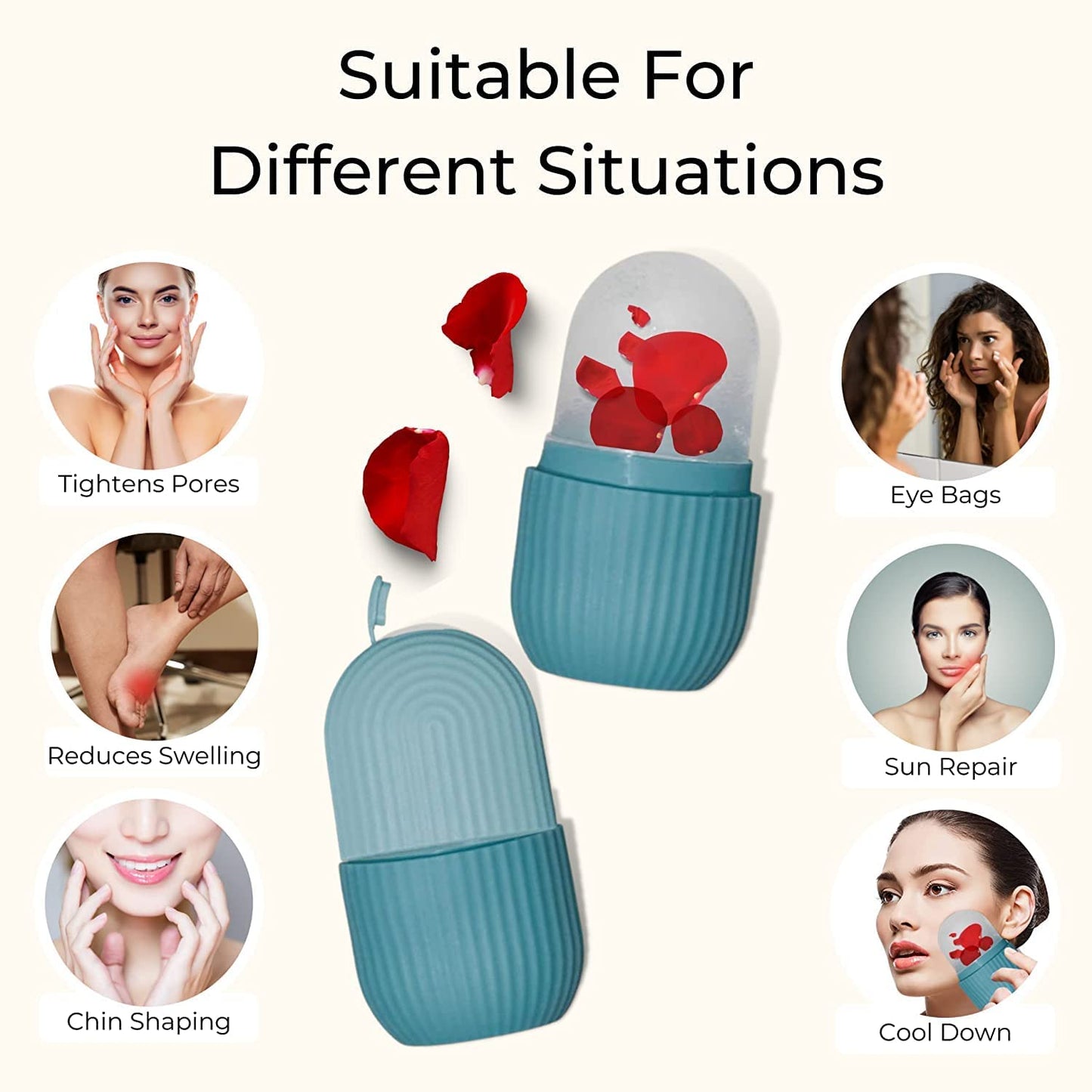 Ice Roller Face Massager — De-Puff, Tighten & Glow