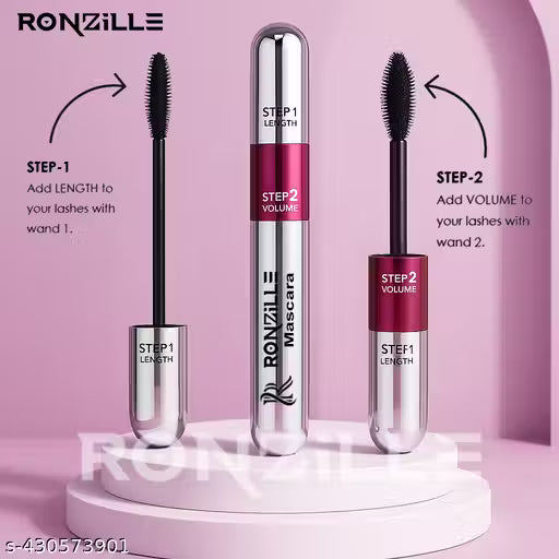 Ronzille 2-in-1 Mascara – Volumizing & Lengthening | Smudge Proof | Long Lasting 15ml